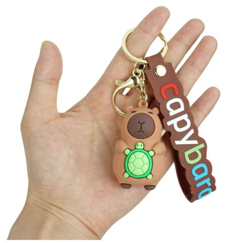 Brelok Figurka Kapibara Z Żółwiem Zawieszka Karabińczyk Kółko