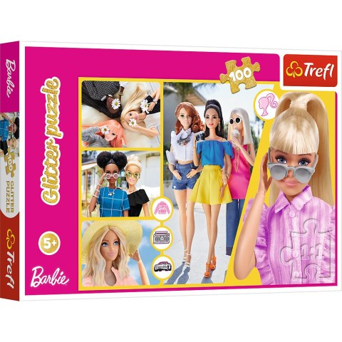 Puzzle - 100 Glitter - Brokatowa Barbie - Trefl 14830 Puzzle - 100 Glitter - Brokatowa Barbie - Trefl 14830