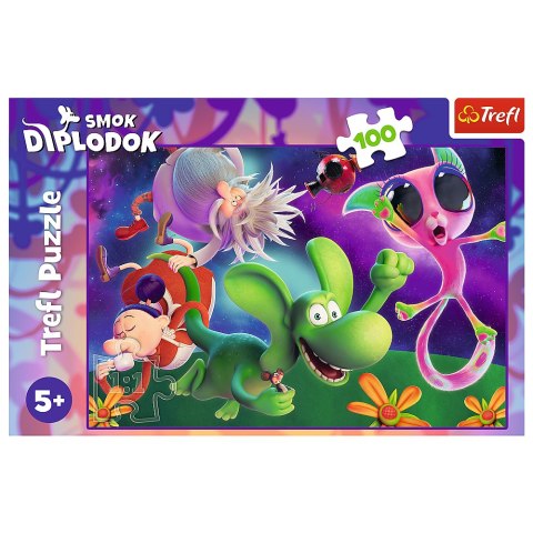Puzzle - 100 - Smok Diplodok i przyjaciele - Trefl 16486 Puzzle - 100 - Smok Diplodok i przyjaciele - Trefl 16486