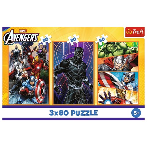Puzzle - 3x80 - Dni pełne akcji - Disney Marvel The Avengers - Trefl 34883 Puzzle - 3x80 - Dni pełne akcji - Disney Marvel The Avengers - Trefl 34883