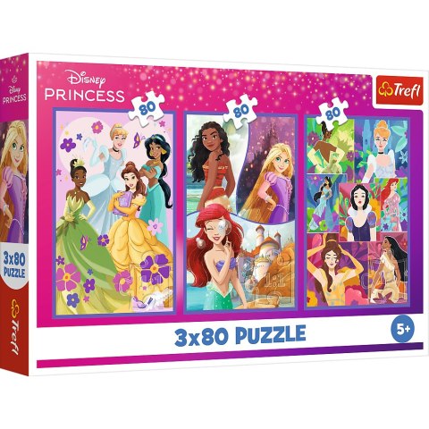 Puzzle - 3x80 - Księżniczki przyjaciółki - Disney Princess - Trefl 34884 Puzzle - 3x80 - Księżniczki przyjaciółki - Disney Princess - Trefl 34884