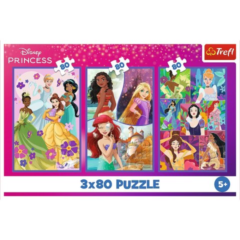 Puzzle - 3x80 - Księżniczki przyjaciółki - Disney Princess - Trefl 34884 Puzzle - 3x80 - Księżniczki przyjaciółki - Disney Princess - Trefl 34884