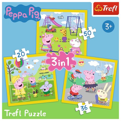 Puzzle - 3w1 (20, 36, 50) - Wesoły dzień Peppy - Świnka Peppa - Trefl 34849 Puzzle - 3w1 (20, 36, 50) - Wesoły dzień Peppy - Świnka Peppa - Trefl 34849