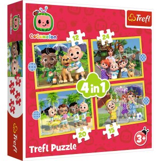 Puzzle - 4w1 (12, 15, 20, 24) - Cocomelon - Poznaj bohaterów - Trefl 34647