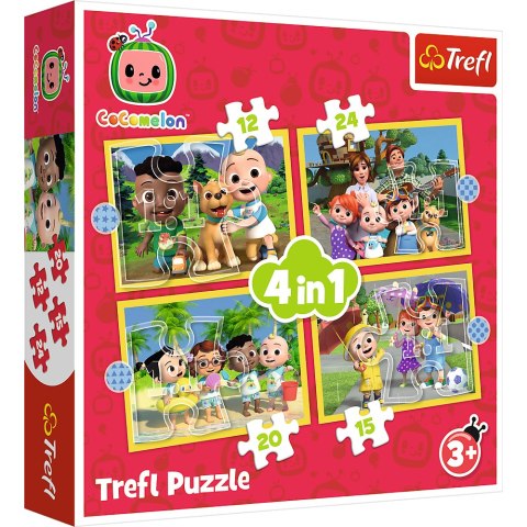 Puzzle - 4w1 (12, 15, 20, 24) - Cocomelon - Poznaj bohaterów - Trefl 34647 Puzzle - 4w1 (12, 15, 20, 24) - Cocomelon - Poznaj bohaterów - Trefl 34647