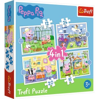 Puzzle - 4w1 (12,15, 20, 24) - Wspomnienia z wakacji - Świnka Peppa - Trefl 34359