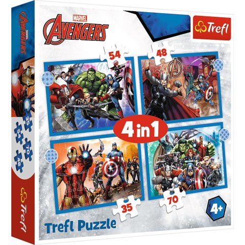 Puzzle - 4w1 (25, 48, 50, 70) - Odważni Avengersi - Trefl 34386 Puzzle - 4w1 (25, 48, 50, 70) - Odważni Avengersi - Trefl 34386