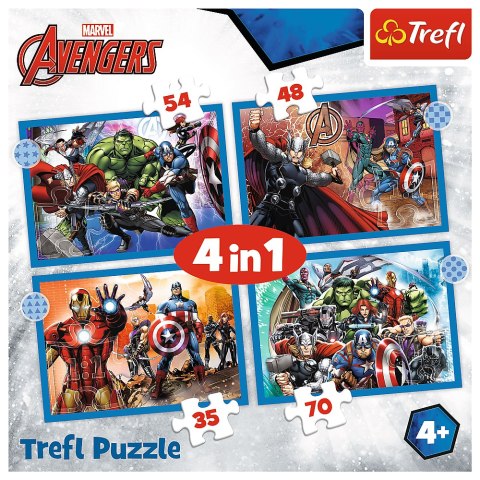 Puzzle - 4w1 (25, 48, 50, 70) - Odważni Avengersi - Trefl 34386 Puzzle - 4w1 (25, 48, 50, 70) - Odważni Avengersi - Trefl 34386