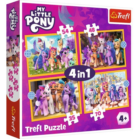 Puzzle - 4w1 (35, 48, 54, 70) - Poznaj kucyki Pony - My Little Pony - Trefl 34624 Puzzle - 4w1 (35, 48, 54, 70) - Poznaj kucyki Pony - My Little Pony - Trefl 34624