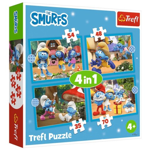Puzzle - 4w1 (35, 48, 54, 70) - Wioska Smerfów - Smerfy - Trefl 34656 Puzzle - 4w1 (35, 48, 54, 70) - Wioska Smerfów - Smerfy - Trefl 34656