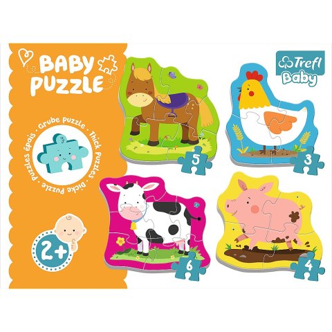 Puzzle - Baby Classic - Zwierzęta na wsi - Konik Kurka Świnka Krówka - Trefl 36070 Puzzle - Baby Classic - Zwierzęta na wsi - Konik Kurka Świnka Krówka - Trefl 36070