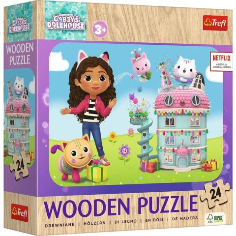 Puzzle Drewniane - 24 - Wesoła Gabby i przyjaciele - Koci Domek Gabi - Trefl 20268 Puzzle Drewniane - 24 - Wesoła Gabby i przyjaciele - Koci Domek Gabi - Trefl 20268