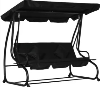 Huśtawka Czteroosobowa Ogrodowa Bujana Daszek Wolnostojąca Czarna