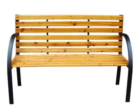 Ławka Ogrodowa Drewniana Metalowa Ławeczka Parkowa z oparciem