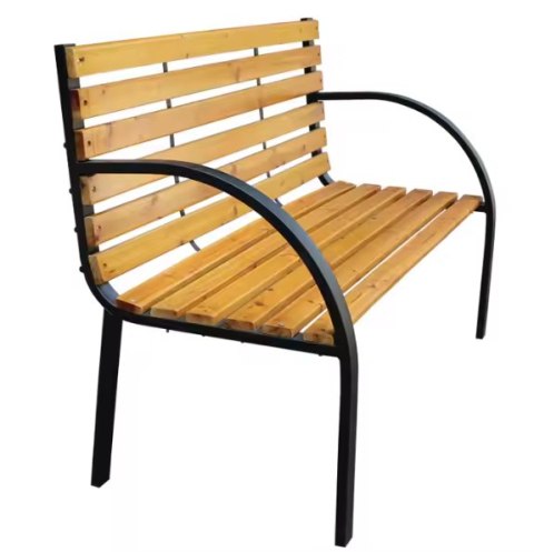 Ławka Ogrodowa Drewniana Metalowa Ławeczka Parkowa z oparciem