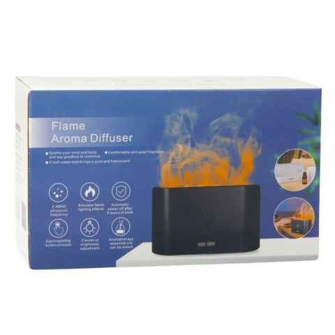 Nawilżacz Powietrza Dyfuzor Aromaterapia Efekt Ognia Kominek Czarny 180ml Nawilżacz Powietrza Dyfuzor Aromaterapia Efekt Ognia Kominek Czarny 180ml