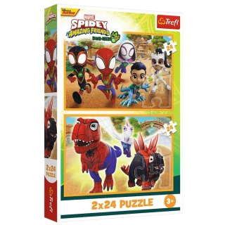 Puzzle - 2x24 - Spider i Dinozaury - Trefl 34432