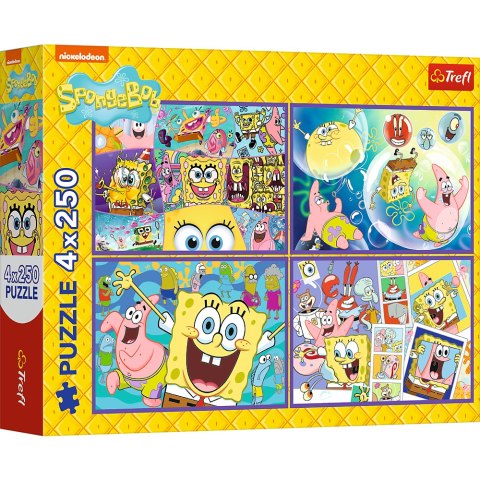 Puzzle - 4x250 - Szalony świat Sponge Boba - Trefl 13342 Puzzle - 4x250 - Szalony świat Sponge Boba - Trefl 13342
