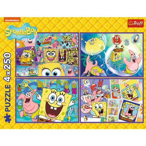 Puzzle - 4x250 - Szalony świat Sponge Boba - Trefl 13342 Puzzle - 4x250 - Szalony świat Sponge Boba - Trefl 13342