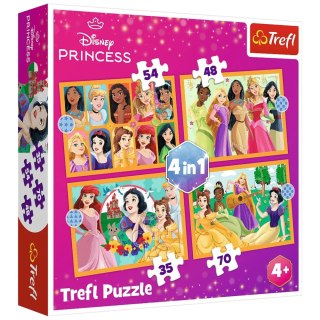 Puzzle - 4w1 (35, 48, 54, 70) - Bajkowe historie - Disney Princess - Trefl 34651