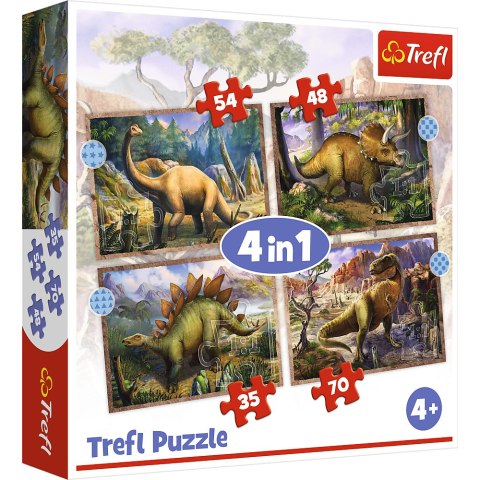 Puzzle - 4w1 (35, 48, 54, 70) - Ciekawe dinozaury - Trefl 34383 Puzzle - 4w1 (35, 48, 54, 70) - Ciekawe dinozaury - Trefl 34383