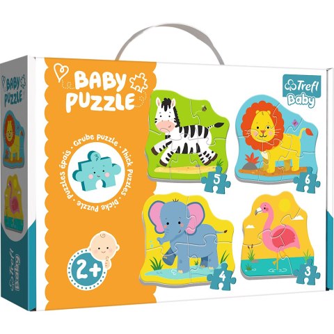 Puzzle - Baby Classic - Zwierzątka na safari - Zebra Lew Słoń Flaming - Trefl 36073 Puzzle - Baby Classic - Zwierzątka na safari - Zebra Lew Słoń Flaming - Trefl 36073