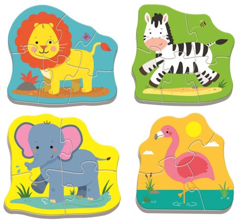 Puzzle - Baby Classic - Zwierzątka na safari - Zebra Lew Słoń Flaming - Trefl 36073 Puzzle - Baby Classic - Zwierzątka na safari - Zebra Lew Słoń Flaming - Trefl 36073