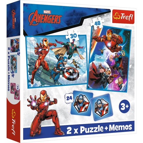 Puzzle + MEMOS - 2w1 (30,48) - Bohaterowie w akcji - Marvel The Avengers - Trefl 93333 Puzzle + MEMOS - 2w1 (30,48) - Bohaterowie w akcji - Marvel The Avengers - Trefl 93333