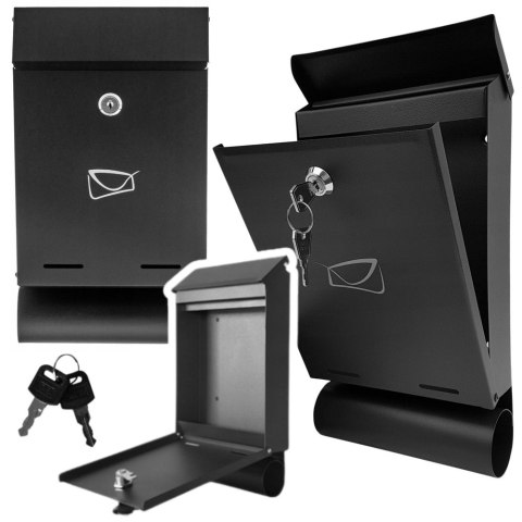 Skrzynka Pocztowa Na Listy Gazety Stal Ocynkowana Czarna 32,5x22,5x9,5cm Skrzynka Pocztowa Na Listy Gazety Stal Ocynkowana Czarna 32,5x22,5x9,5cm