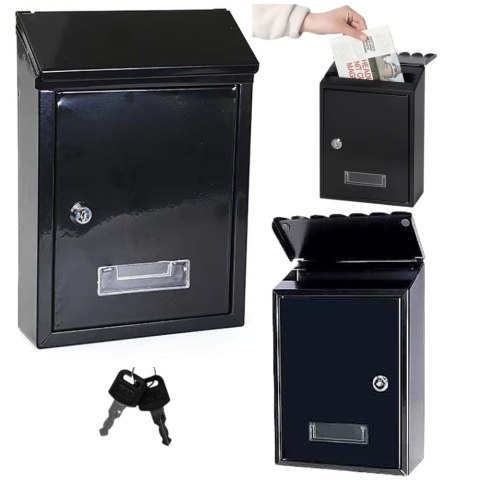 Skrzynka Pocztowa Na Listy Stal Ocynkowana Czarna 26,5x18,5x6,5cm Skrzynka Pocztowa Na Listy Stal Ocynkowana Czarna 26,5x18,5x6,5cm