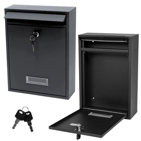 Skrzynka Pocztowa Na Listy Stal Ocynkowana Czarna 32x21,5x8,5cm