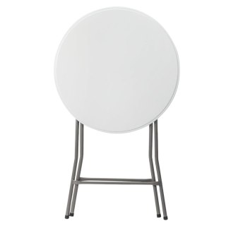 Stół Składany Z Blokadą Cateringowy Bankietowy Stolik Okrągły Biały 80x73cm