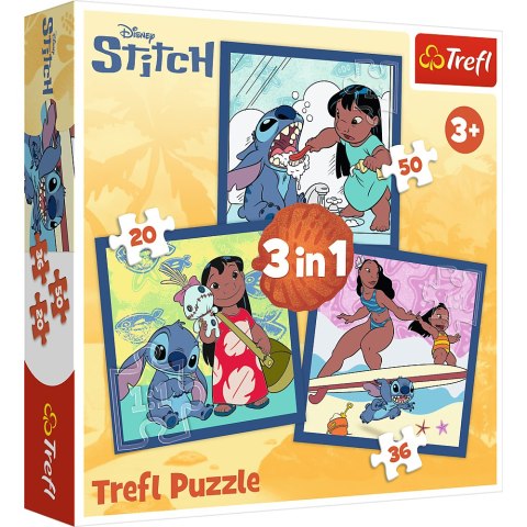 Puzzle - 3w1 (20, 36, 50) - Czas ze Stitchem - Lilo and Stitch - Trefl 34896 Puzzle - 3w1 (20, 36, 50) - Czas ze Stitchem - Lilo and Stitch - Trefl 34896