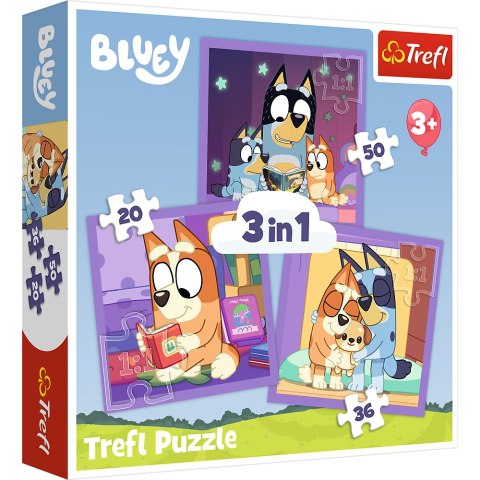 Puzzle - 3w1 (20, 36, 50) - Poznaj Bluey - Trefl 34895 Puzzle - 3w1 (20, 36, 50) - Poznaj Bluey - Trefl 34895