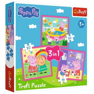 Puzzle - 3w1 (20, 36, 60) - Peppa i przyjaciele - Świnka Peppa - Trefl 34873