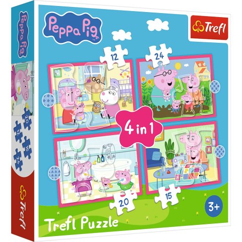 Puzzle - 4w1 (12, 15, 20, 24) - Peppa uwielbia przygody - Świnka Peppa - Trefl 34672 Puzzle - 4w1 (12, 15, 20, 24) - Peppa uwielbia przygody - Świnka Peppa - Trefl 34672