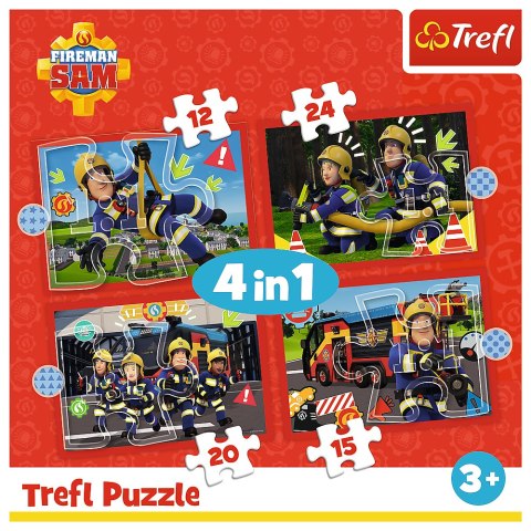 Puzzle - 4w1 (12, 15, 20, 24) - Przygody strażaka Sama - Strażak Sam - Trefl 34632 Puzzle - 4w1 (12, 15, 20, 24) - Przygody strażaka Sama - Strażak Sam - Trefl 34632