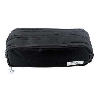 Piórnik Szkolny Dwie Komory Kieszeń Frontowa Czarny 23x9 cm