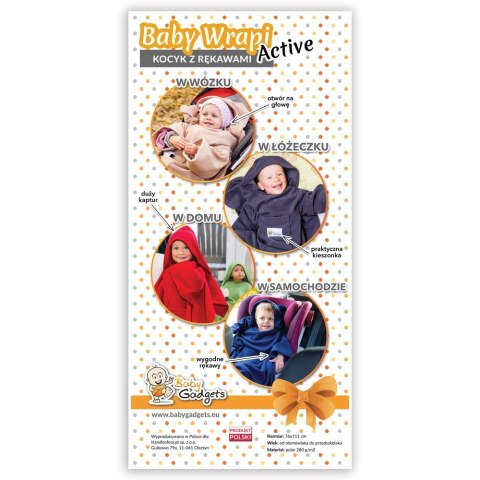 Baby Gadgets Kocyk z rękawami kapturem Czerwony dla dziecka