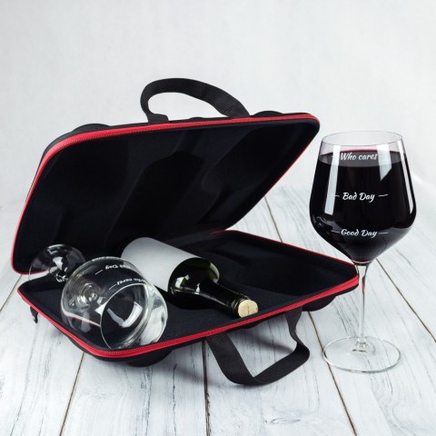 DiVinto Etui na wino i 2 kieliszki Who cares Walentynki