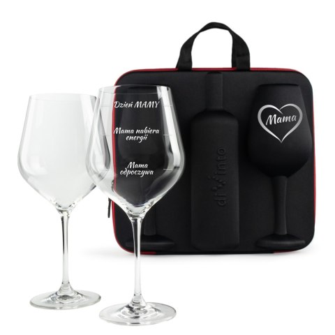 DiVinto Etui na wino z kieliszkami diVinto dla Mamy - prezent na dzień matki