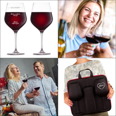 DiVinto Etui na wino z kieliszkami diVinto dla Mamy - prezent na dzień matki
