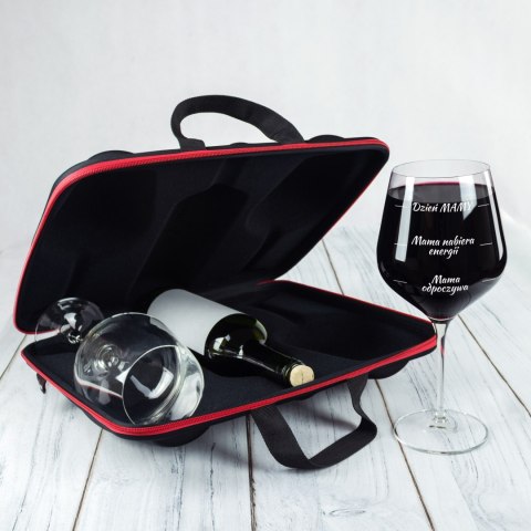 DiVinto Etui na wino z kieliszkami diVinto dla Mamy - prezent na dzień matki