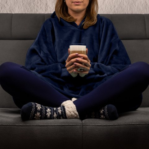 Froster Bluzair Bluza Koc Hoodie Oversize Polska Granatowy