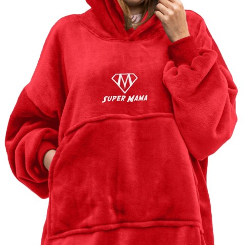 Froster Bluzair SUPER MAMA - Bluza koc - Czerwony - prezent na dzień mamy