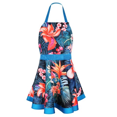 Froster Nitly Paradise Blue - Fartuszek Sukienka - Produkt POLSKI Kwiaty Strelicje