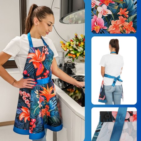 Froster Nitly Paradise Blue - Fartuszek Sukienka - Produkt POLSKI Kwiaty Strelicje