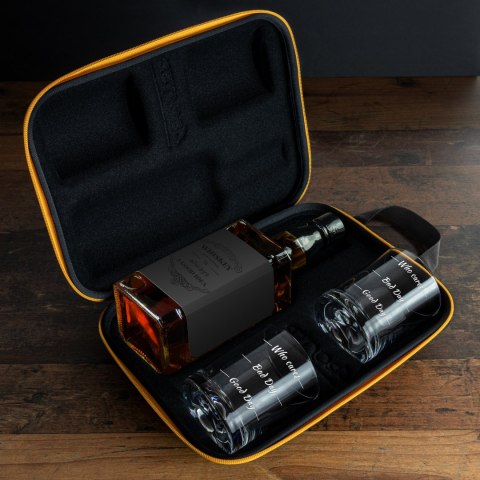 Froster Etui na whisky ze szklankami Who cares na urodziny