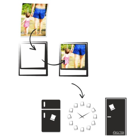 Froster Zegar z ramkami na zdjęcia naklejany ścienny ramki