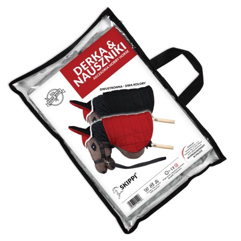 Skippi Derka dwustronna i nauszniki Skippi dla Hobby Horse - czerwona i czarna
